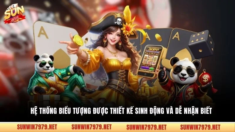 Hệ thống biểu tượng được thiết kế sinh động và dễ nhận biết